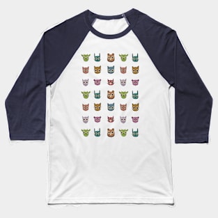 Colorful Woodland Creature Wildlife Pattern Baseball T-Shirt